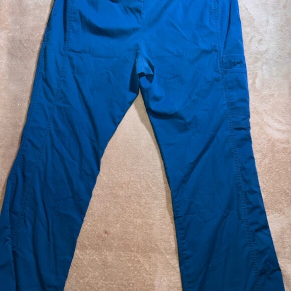 Cherokee Workwear Women LG Teal Blue Drawstring Scrub Straight Leg‎ Pants (E) - Picture 7 of 9